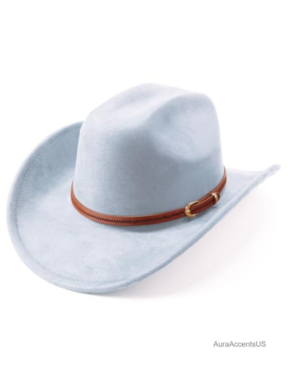 Felt Wide Brim Cowboy Hat with Belt Buckle Adjustable Fit
